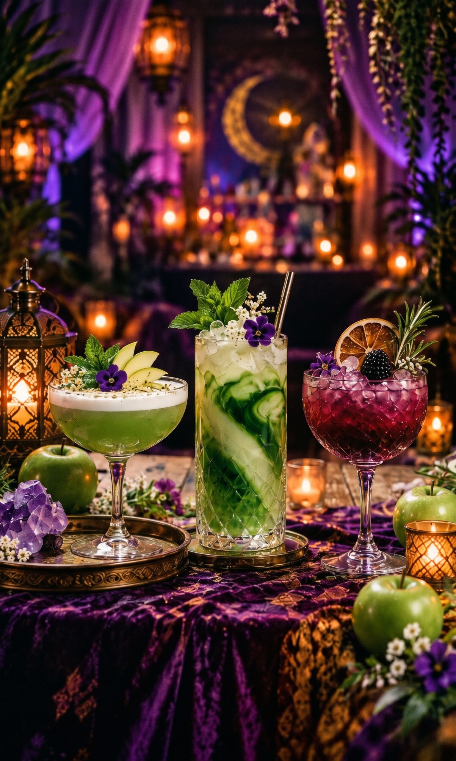 Cirque mocktails on a candlelit bar