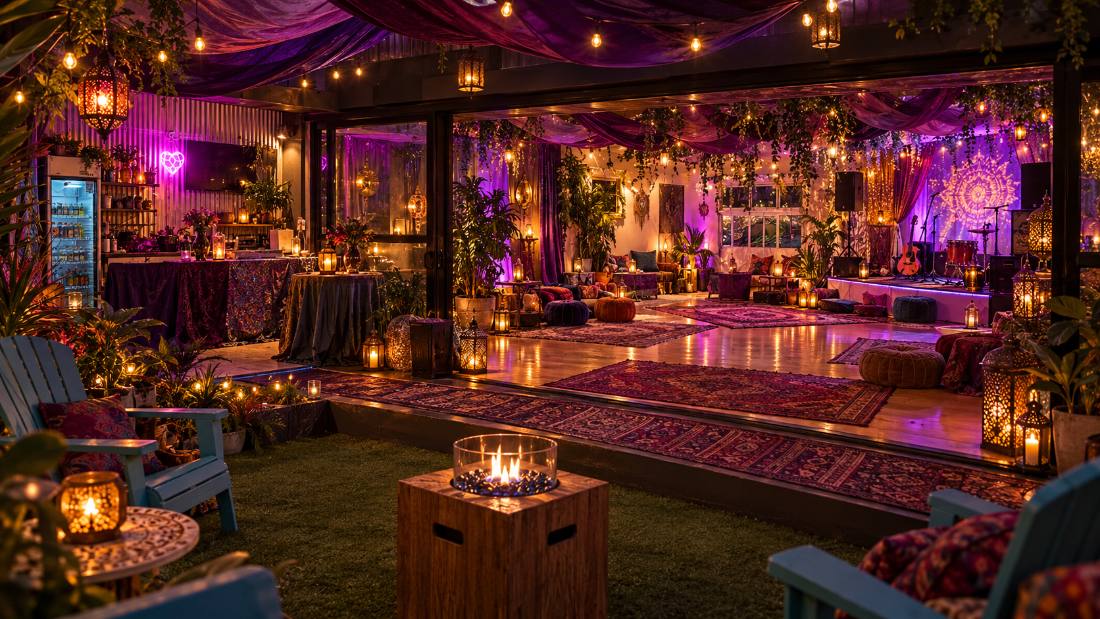 The Sanctuary dressed as a cirque at night